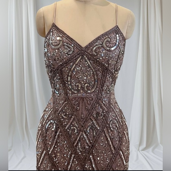 Gianni Bini Rose Gold Sequin Mermaid Gown – Formal / Wedding Guest NYE Party 6/8 - Picture 11 of 12